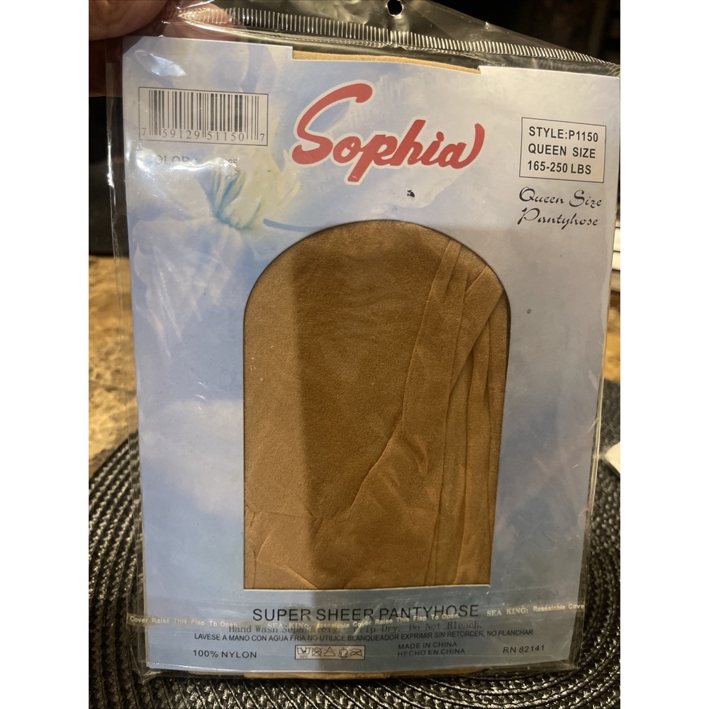 Vintage Sophia Super Sheer Pantyhose Beige Nylon One Size Fits QUEEN SIZE